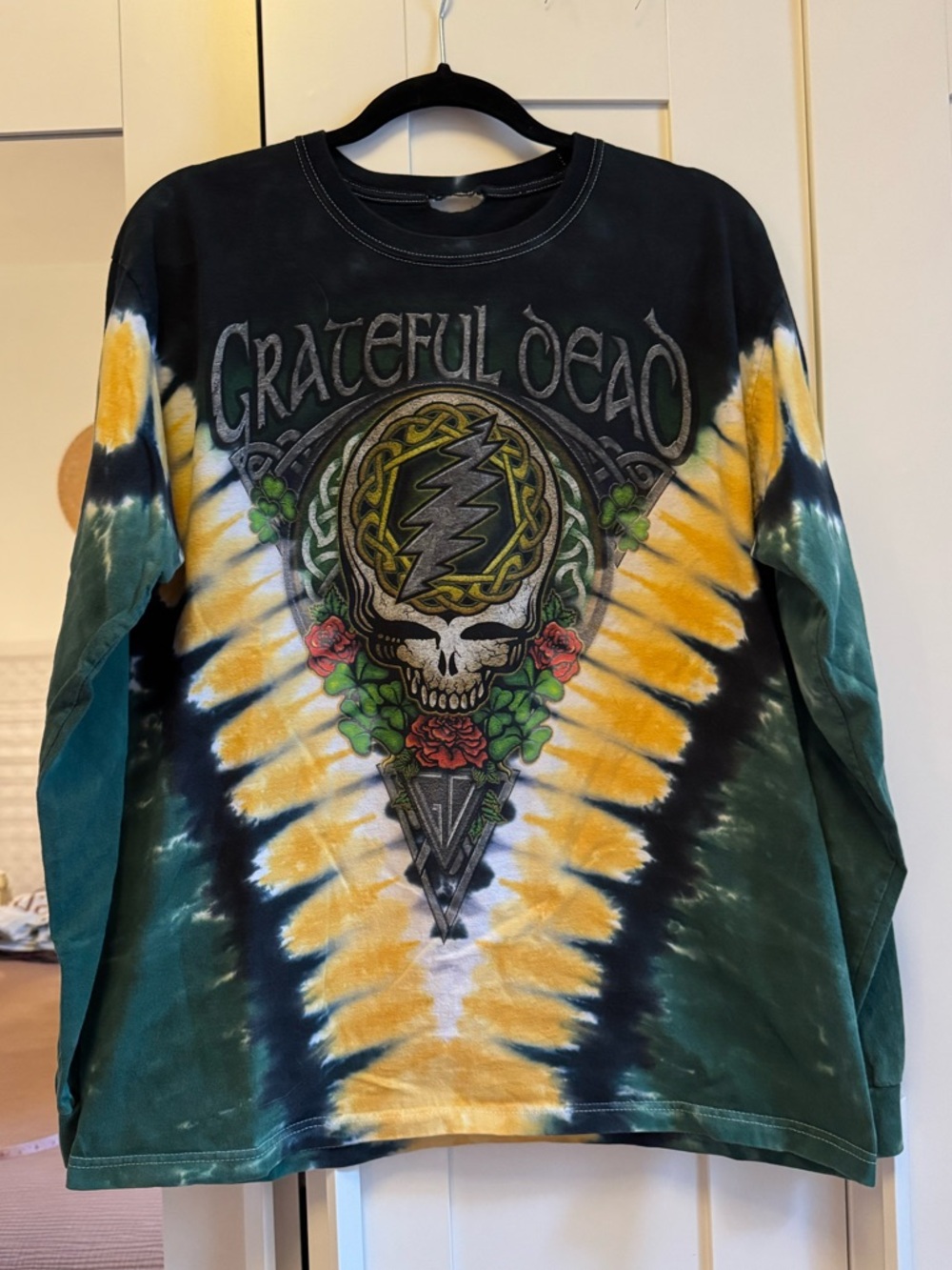 Grateful Dead Tie-Dye Long Sleeve Tee - Yellow, Green, Black
